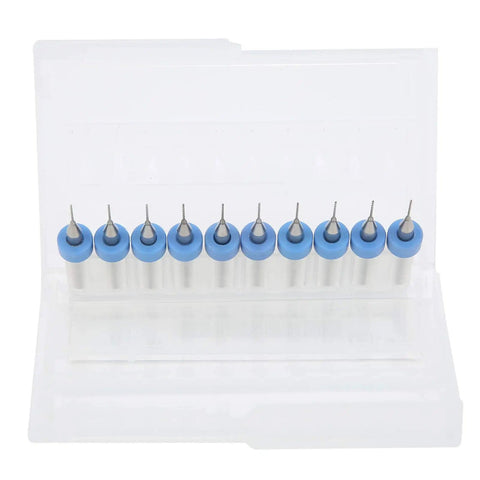10 Piece Pro Grade Tungsten Carbide Micro Drill Bits Set For PCB SMT CNC Projects in clear plastic case