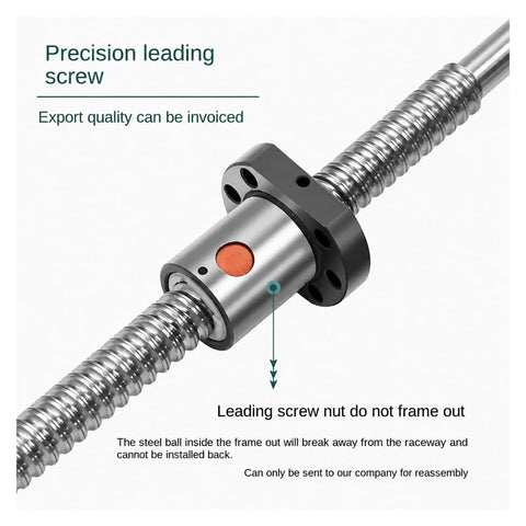 Premium C7 Grade 12mm SFU1204 Ball Screw With Single Nut for CNC Machina And Linear Motion Projects close-up showing precision leading screw design.