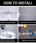 Installation guide for 3 Pack M10 Hook And Eye Turnbuckles Made From Top Shelf 304 Stainless Steel Cable Tensioner.
