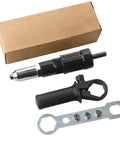 DIY Friendly Pro Grade Rivet Gun Adapter Kit With Drill Attachment, 4 Head Set 2.4mm 3.2mm 4.0mm 4.8mm, Black components