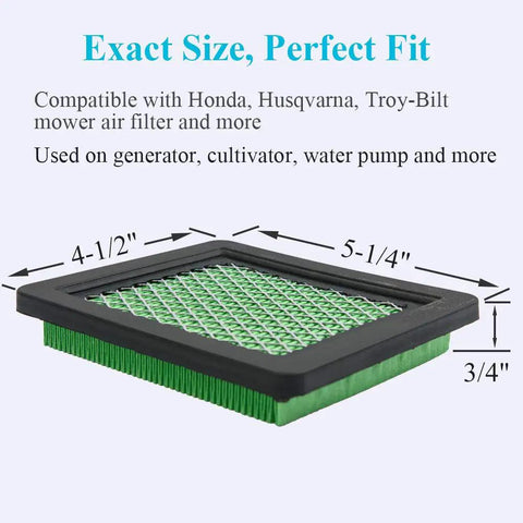 2 Pack Premium Lawn Mower Air Filter For Honda GCV160 GCV190 And Husqvarna 7021P 17211 ZL8 023 17211 Z8B 901 dimensions view