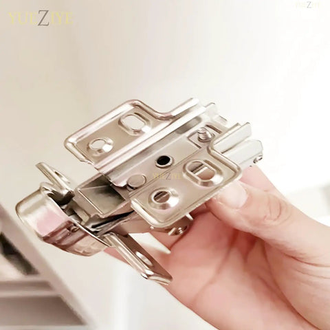 Hand holding 2 Pack 180 Degree Soft Close Cabinet Hinges Full Coverage Frameless No Fuss Hidden Door Hinges