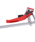 Rock Solid Ratcheting Table Clamp With 16CM Max Opening And 540 Lbs Killer Grip Heavy Duty Chrome Vanadium Steel Shop Dog shown from side view.