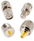 20-Piece UHF Adapter Master Kit PL259 SO239 To SMA BNC MCX FME F TNC Mini-UHF Connectors close-up view