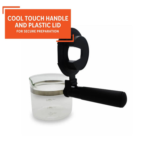 4 Cup Glass Replacement Carafe With Black Handle For Espresso Coffee Makers Clear See Through Viewing Carafe Lets You Monitor Your Brew Durable Replacement Glass Jug For Home Kitchens with cool-touch handle and plastic lid