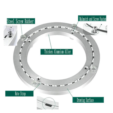 Rock Solid Round Lazy Susan Turntable Swivel Plate with thick aluminum alloy design and steel screws for durability.