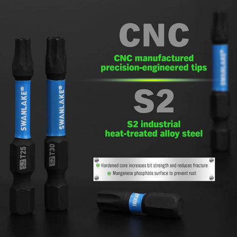 Heavy Duty Impact Torx Bit Set 27-Piece with S2 steel CNC-machined tips and tamper-proof bits.