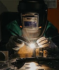 Welder using Pro Grade Stainless Steel Welding Rod For Repair And Fabrication, Extra Fine, Low Spatter Filler Metal, High Temp Oxidation Resistance
