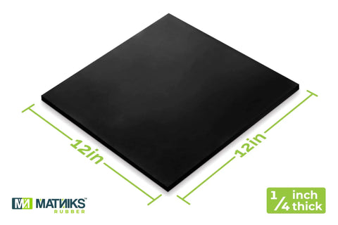 Heavy Duty Neoprene Rubber Sheet 12 By 12 Inch One Quarter Inch Thick Black 60A Durometer For DIY Projects Gaskets Sealing Leveling Protection Abrasion Flooring And More
