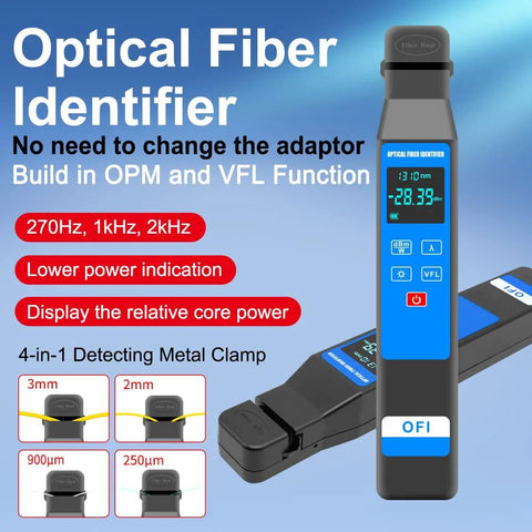 Optical Fiber Identifier With Wave Respond 800 to 1700 Nm Built In VFL And Optical Power Meter For FTTH Techs Detects Signal
