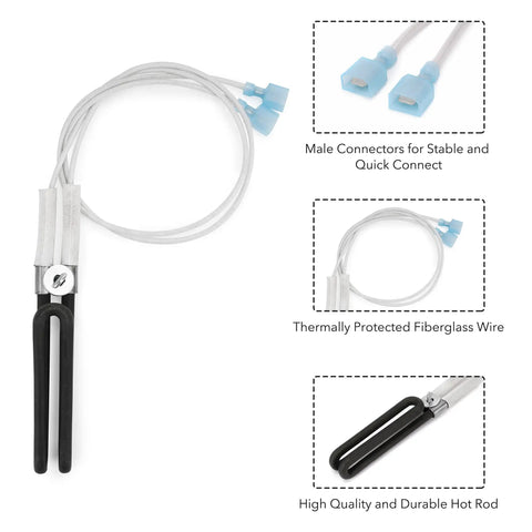 Pellet Stove Igniter For Quadrafire With Cast Iron Burn Pot 380 Watt Loop Igniter Replacement For SRV7000 462 812 3811 Built To Last Multi Fuel Design And Easy Plug And Play Fit, showing connectors and wires.