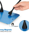 Soldering Helping Hands With 2 In 1 Heat Gun Holder and Flexible Arm Vise Clamp PCB Holder Big Metal Base, magnetic arms feature