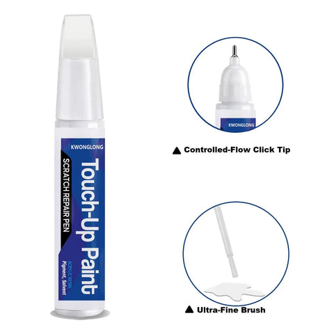 Alpine White 300 BMW Touch Up Paint Kit 2 In 1 Car Scratch Repair Solution No Mix Formula shown with brush and click tip