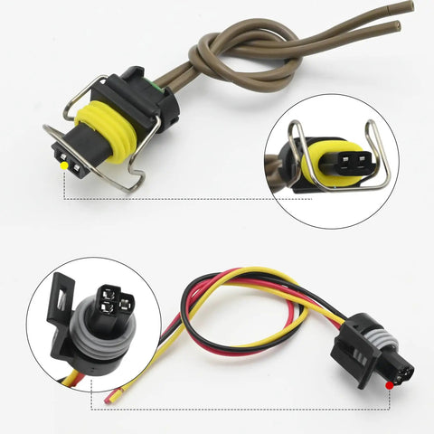 Close-up of connectors in 7.3 Power Stroke IPR Valve and Pressure Sensor Kit for Ford F Series Super Duty Trucks 1995-2003 Replacement