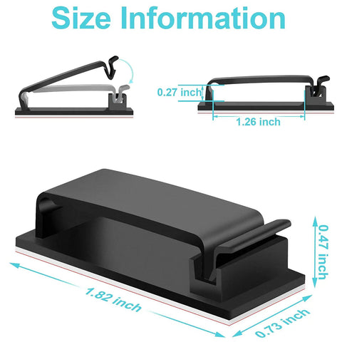 Large Cable Management Clips For Under Desk Cable Organization No Mess Wire Clips size dimensions and design overview.