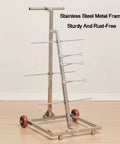 Heavy Duty Wire Spool Rack On Wheels, Portable Cable Holder And Dispenser For Industrial And Retail Storage, stainless steel