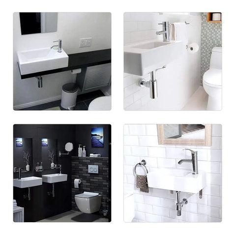 Space Saving Compact Ceramic Corner Wall Mounted Sink For Small Bathrooms White Finish With Right Side Faucet Hole Sink Only