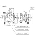 Technical drawing of Motorized Rotary Positioning Stage LT80L with XYZRG80 four-axis configuration including dimensions.