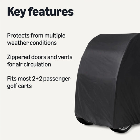 Water-Resistant Oxford Fabric Golf Cart Cover With 3 Zippered Doors, side view showing fabric texture, fits EZGO Yamaha Club Car