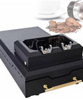 Electric Automatic Knock Box Cleaner Straight Up Setup For Baristas Featuring 58mm Portafilter Compatibility in black.