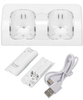 Portable Dual Charging Dock For Controllers And More Quiet No Fuss Charging Station With Stable Two Device Dock And Two 2800mAh Lithium Batteries Works With Console PC And Other Gadgets For A Clutter Free Ready To Go Setup, white dock with batteries and USB cable