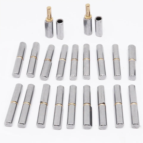 Set of 20 Beefy Weldable Barrel Hinges 2 3 8 by 1 2 Inches Bullet Hinges Carbon Steel Detachable Door Hinge displayed on white