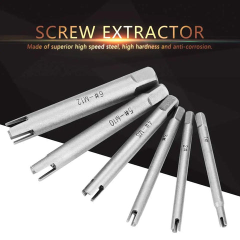 Tap Extractor Set For Stripped Taps And Broken Screws Three Types Six Piece Steel Kit Pro Grade Heavy Duty Remover Tools