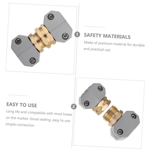 Premium 3 Sets Hose Repair Kit With Aluminium Alloy Weatherproof Garden Water Connector Fittings That Snap On Easy To Stop Leaks And Boost Pressure For Flexible Watering Equipment Like A Boss, grey brass hose connector close-up