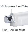 Close-up of Rock Solid Electric Linear Actuator With Built-In Hall Sensor And Telescopic Push Rod showing 304 stainless steel tube and high hardness steel.
