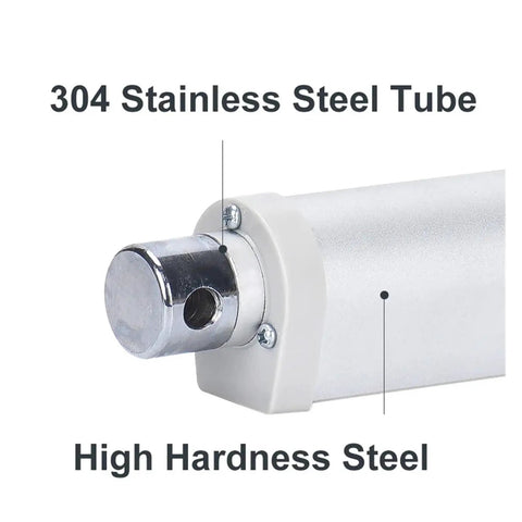 Close-up of Heavy Duty Electric Linear Actuator With Built In Hall Sensor Telescopic Rod showcasing 304 stainless steel tube and high hardness steel.