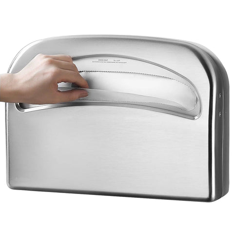 Wall Mount Toilet Seat Cover Dispenser For Commercial Use, Half Fold Sheets, 304 Stainless Steel Construction, 16 Inch, Easy Refill