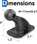 4 Pack 17mm Sticky Ball Mounts For Car Dash Adhesive Replacement MagSafe Phone Holder Base With 3M VHB Tape shown with dimensions