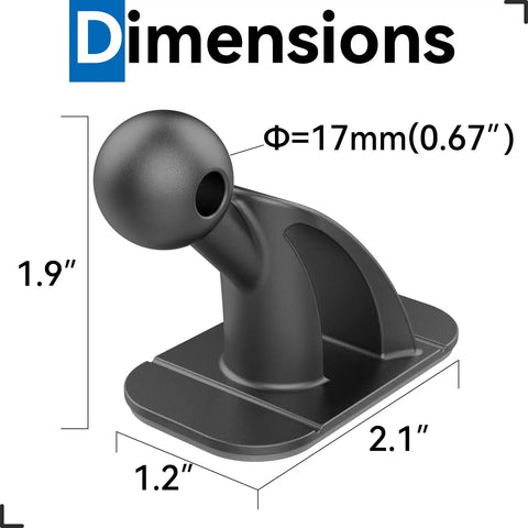4 Pack 17mm Sticky Ball Mounts For Car Dash Adhesive Replacement MagSafe Phone Holder Base With 3M VHB Tape shown with dimensions