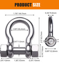 Three Eighths Inch Bow Shackle 2 Pack Saltwater Ready Marine Grade 316 Stainless Steel Beefy Anchor Shackle dimensions