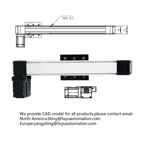Badass 750W Belt Drive Linear Actuator With 2000Mm Stroke And 80Kg Carry Capacity Smooth Industrial Servo Motor Guide Rail Kit top view with technical details.