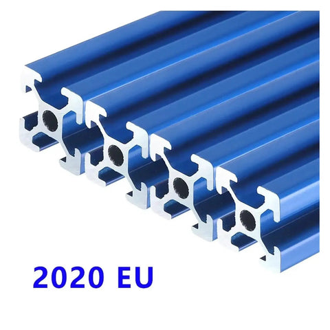 Premier 20X20mm T Slot Aluminum Extrusion Profile With Anodized Blue Finish Built For 3D Printers Cnc Rigs And Diy Builds showing stacked blue anodized bars.