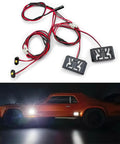RC Light Strips Kit For 1/7 Scale Muscle Cars And Crawler RCs, front headlights on orange RC car, metal and plastic build