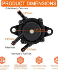 Dimensions and features of Pro Grade Fuel Pump Kit With Strainers And Oil Hose For 17HP To 25HP Lawn Mower Engines And Golf Carts