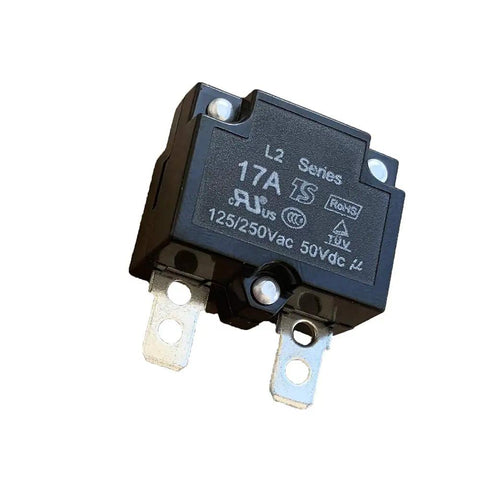 Two Pack 17A Automatic Reset Relay Fuse Therma Switch Circuit Breaker For Kids Ride On Toys Cars 125/250Vac 50Vdc Overload Protection Easy Install