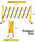 Rock Solid Expandable Metal Safety Gate With Lockable Caster Wheels Heavy Duty Folding Security Barrier size dimensions