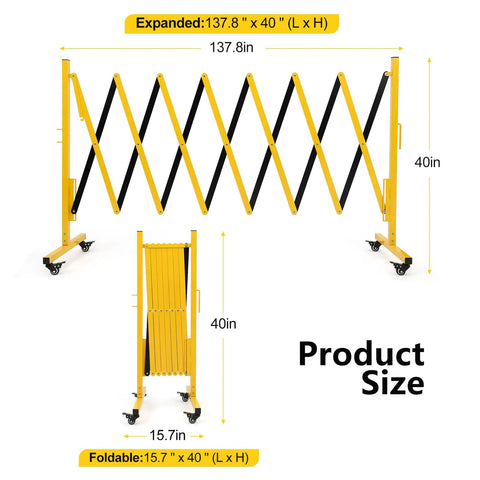Rock Solid Expandable Metal Safety Gate With Lockable Caster Wheels Heavy Duty Folding Security Barrier size dimensions