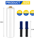 Heavy Duty Stretch Wrap For Pallets And Moving, Clear Industrial Strength Plastic Wrap Roll 15 Inch By 1000 Feet, 60 Gauge, With Handles, Durable Shrink Film For Secure Load, 4 Pack next to handles