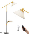 Gold Arched Floor Lamp With Adjustable Linen Shade, Corner Standing Arc Light For Bedroom, Living Room, And Office, 63 Inch Tall Modern Floor Lamp, Space Saving Gold Finish