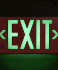 Red Exit Sign With Frame Single Sided 8.75 By 15.5 Inch UL Listed Glo Brite 7050 B Zero Energy No Bulbs Or Battery Maintenance