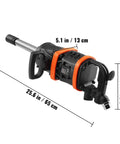 1 Inch Air Impact Wrench With Extended Anvil Knocking Out 5175 Ft Lbs Of Beast Mode Torque For Heavy Duty Truck Bus Tractor And Machinery Repairs Designed To Tackle Any Job Without Breaking A Sweat, side view with dimensions.