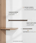 Slim Concealed Shelf Bracket 0.47 Inch Wide Cold Rolled Steel Support in brown finish with interior mount shown on wood paneling
