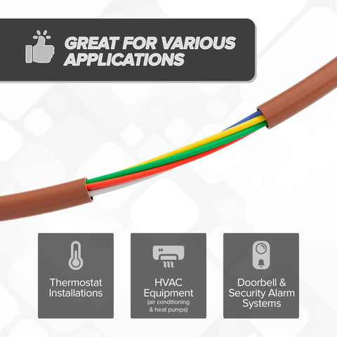 18 Gauge 5 Conductor Thermostat Wire 150 Feet Brown Solid Copper Low Voltage Cable for versatile applications