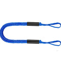 Dock Line For Shore Docking With Bungee Mooring Rope Double Loop Ends For Kayak And Dinghy 6 Ft Rope, blue braided with elastic core.