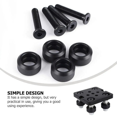 2040 European Aluminum Profile Pulley V Groove Compact Five Wheel Gantry Plate for 3D Printer Accessories with Black Aluminum Alloy Frame and Easy Mounting on Extrusions Durable Lightweight Build Dope for DIY Builders, black bolts and spacers