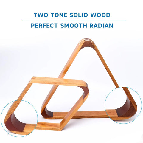 Two Tone Solid Wood Pool Ball Rack Triangle Or Diamond For 2 1/4 Inch Balls, Heavy Duty Billiard Rack with Reinforced Edges